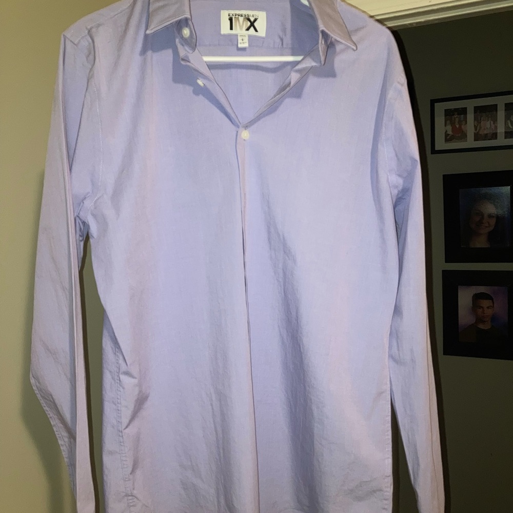 Express Large Extra Slim Fit 1MX Mens Dress Shirt Light Blue